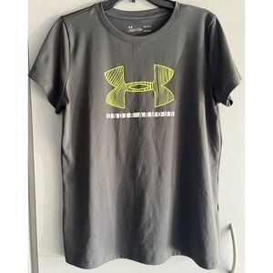 Under Armour Mens T-Shirt Size L Gray HeatGear Logo Gym Tee